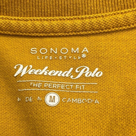 Sonoma Medium Weekend Polo Shirt Mustard 100% Cotton Casual & Comfortable 45c - Picture 3 of 7